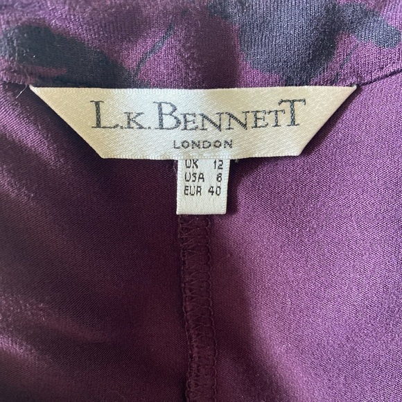 L.K.BENNETT Flowy Stretchy Feminine Flutter Sleeves Floral Midi Wrap Dress Sz 8 - Picture 9 of 10